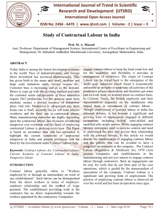 Study of Contractual Labour in India