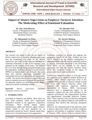 Impact of Abusive Supervision on Employee Turnover Intention The Moderating Effect of Emotional Exhaustion