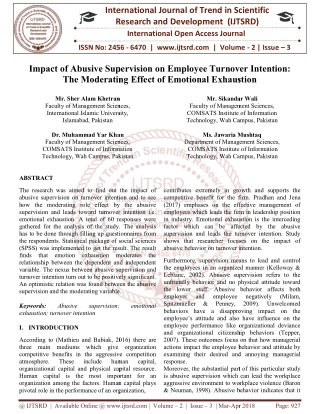 Impact of Abusive Supervision on Employee Turnover Intention The Moderating Effect of Emotional Exhaustion