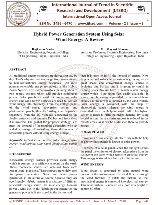 Hybrid Power Generation System Using Solar Wind Energy A Review