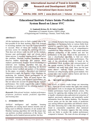 Educational Institute Future Intake Prediction System Based on Linear SVC