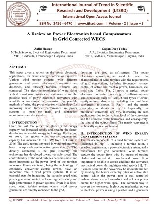 A Review on Power Electronics based Compensators in Grid Connected WECS