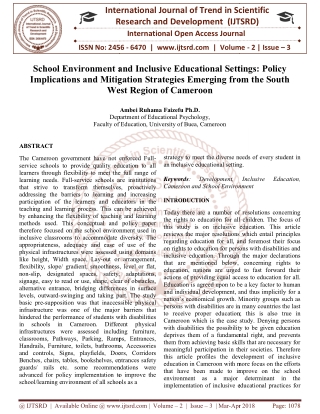 School Environment and Inclusive Educational Settings Policy Implications and Mitigation Strategies Emerging from the So