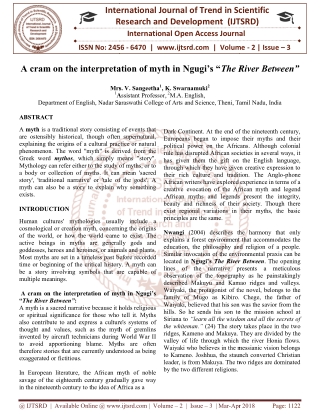 A cram on the interpretation of myth in Ngugi's "The River Between"