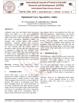 Optimized Carry Speculative Adder