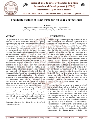 Feasibility analysis of using waste fish oil as an alternate fuel