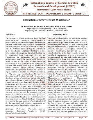 Extraction of Struvite from Wastewater