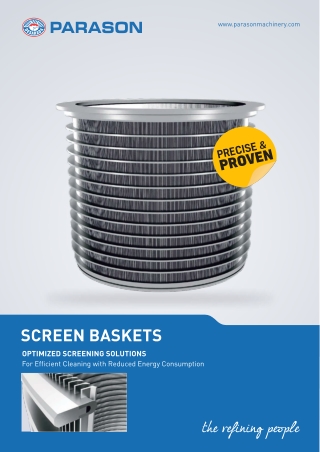 Buy Best Screen Basket For Stock Preparation in Paper Mills