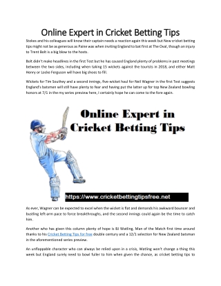 Online Expert in Cricket Betting Tips