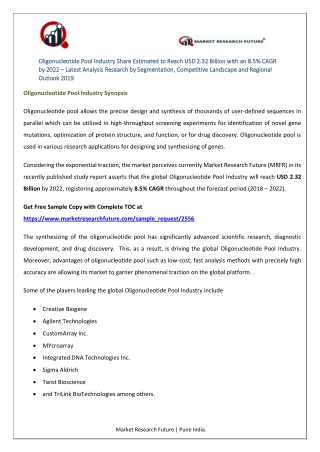 Oligonucleotide Pool Industry Research Report 2019