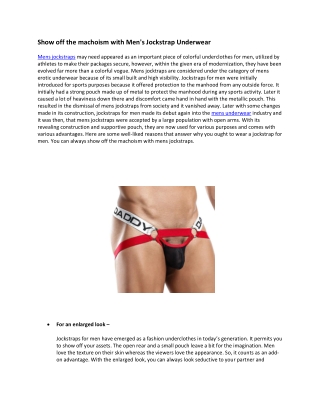 Show off the machoism with Men's Jockstrap Underwear