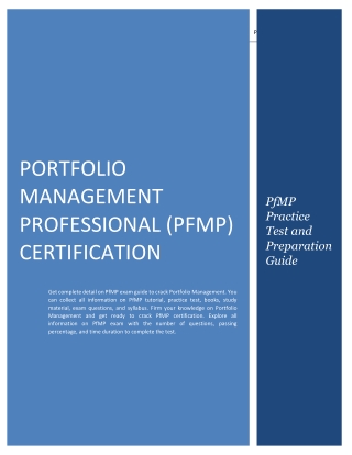 Start Your Preparation for Portfolio Management Professional (PfMP) Certification Exam