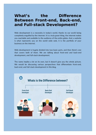What’s The Difference Between Front End, Back End, And Full Stack Development?