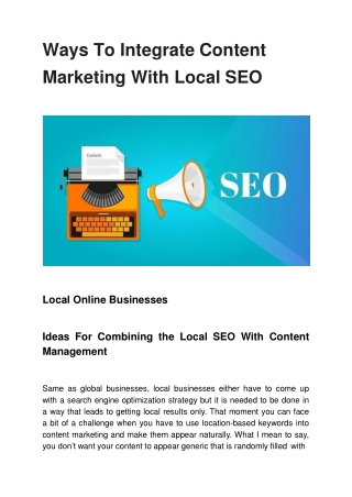 Ways To Integrate Content Marketing With Local SEO