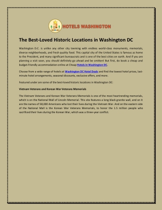 The Best-Loved Historic Locations in Washington DC The Best-Loved Historic Locations in Washington DC