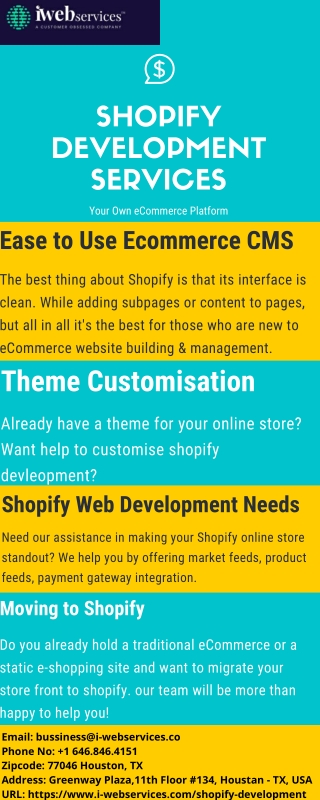 Setup Your own Online Store Presence on Shopify Development Services  in the USA - iWebServices