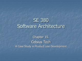 SE 380 Software Architecture