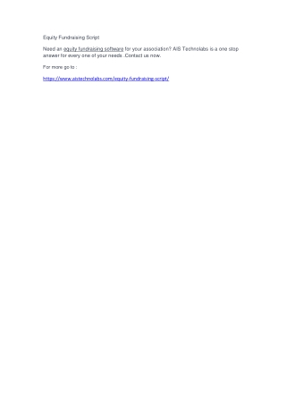 Equity Fundraising Script 