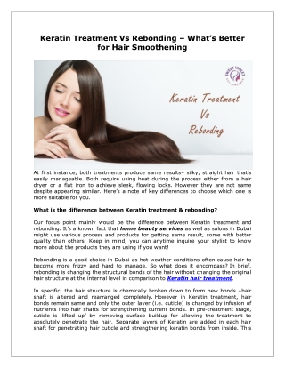 Keratin Treatment Vs Rebonding – What’s Better for Hair Smoothening