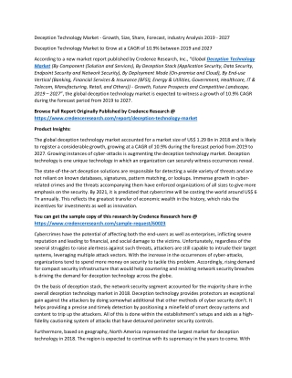 Deception Technology Market - Growth, Size, Share, Forecast, industry Analysis 2019 - 2027