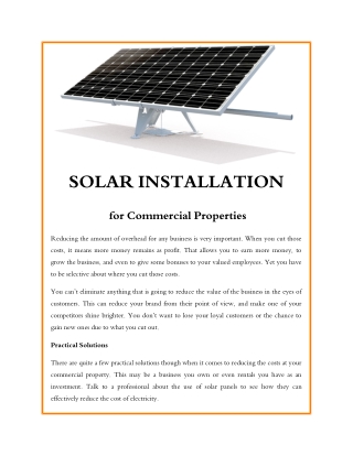 Solar Installation for Commercial Properties