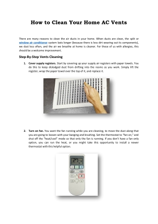 How to Clean Your Home AC Vents