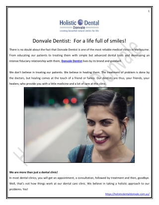 Donvale Dentist:  For a life full of smiles!