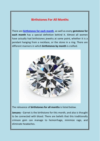 Birthstones For All Months