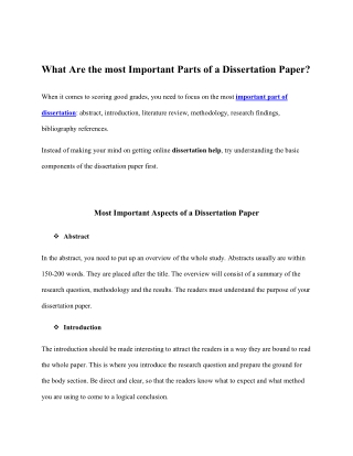 What Are the most Important Parts of a Dissertation Paper?