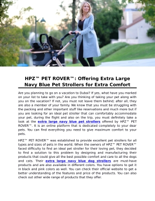 HPZ™ PET ROVER™: Offering Extra Large Navy Blue Pet Strollers for Extra Comfort