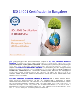 ISO 14001 Certification in Bangalore | ISO 14001 Certification Services in Bangalore | ISO 14001 Certification Body