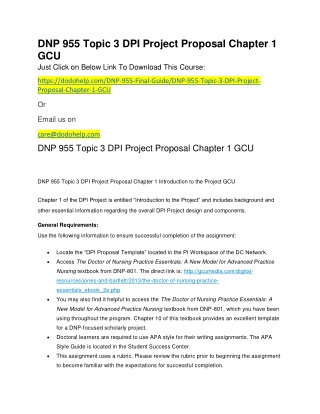 DNP 955 Topic 3 DPI Project Proposal Chapter 1 GCU