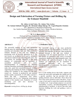 Design and Fabrication of Turning Fixture and Drilling Jig for Exhaust Manifold