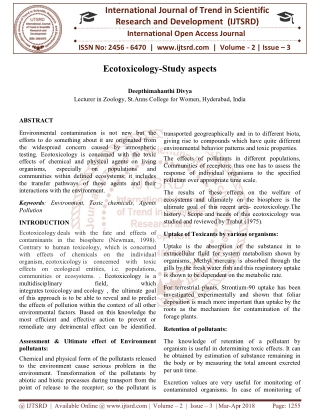 Ecotoxicology Study aspects
