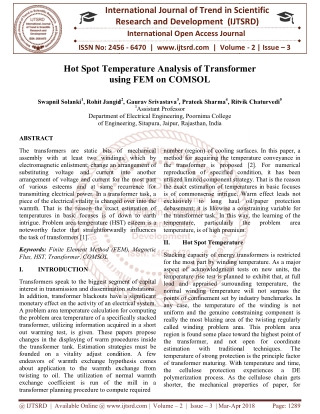 Hot Spot Temperature Analysis of Transformer using FEM on COMSOL