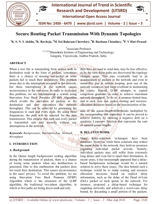 Secure Routing Packet Transmission With Dynamic Topologies