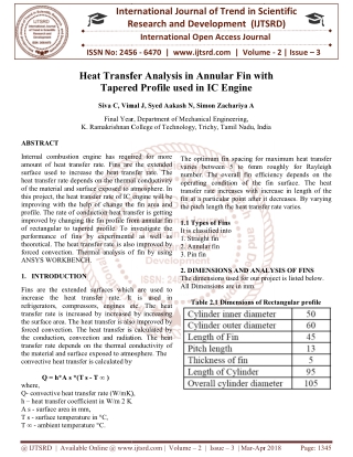 Heat Transfer Analysis in Annular Fin with Tapered Profile used in IC Engine