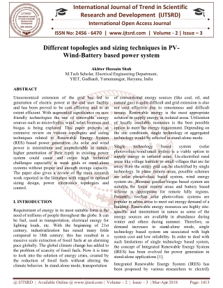 Different topologies and sizing techniques in PV Wind Battery based power system