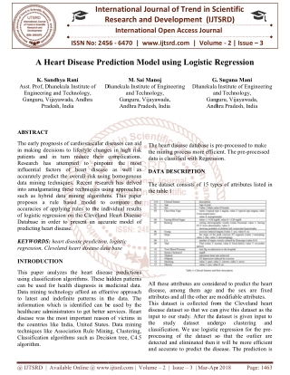 A Heart Disease Prediction Model using Logistic Regression