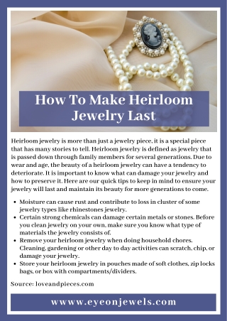 How To Make Heirloom Jewelry Last