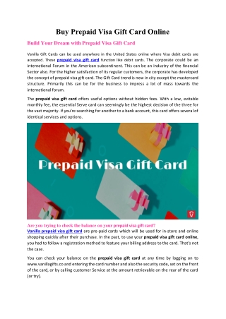 Buy Prepaid Visa Gift Card Online
