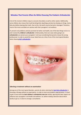 Mistakes That Parents Often Do While Choosing The Pediatric Orthodontist