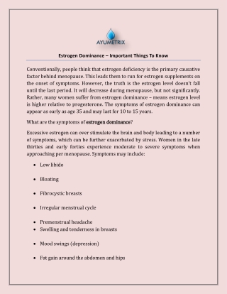 Estrogen Dominance – Important Things To Know