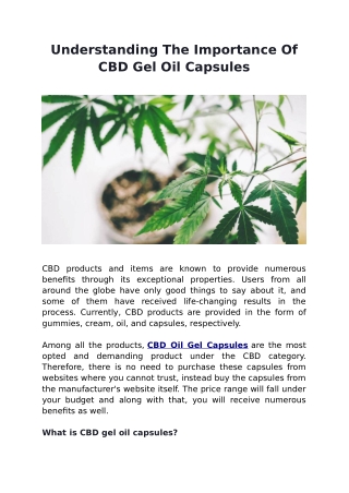 Understanding The Importance Of CBD Gel Oil Capsules