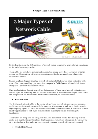 3 Major Types of Network Cable