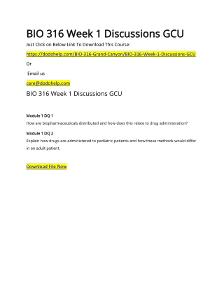 BIO 316 Week 1 Discussions GCU