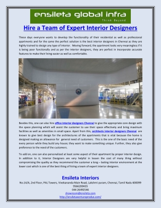 Hire a Team of Expert Interior Designers