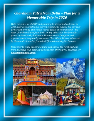 Chardham Yatra from Delhi – Plan for a Memorable Trip in 2020