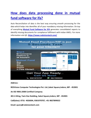 How does data processing done in mutual fund software for ifa?