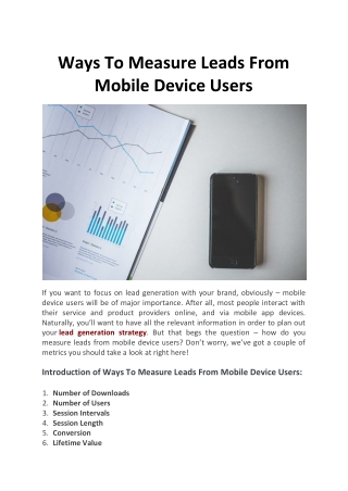 Ways To Measure Leads From Mobile Device Users